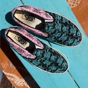 Vans Women's Black and Pink Patterned Sneakers
